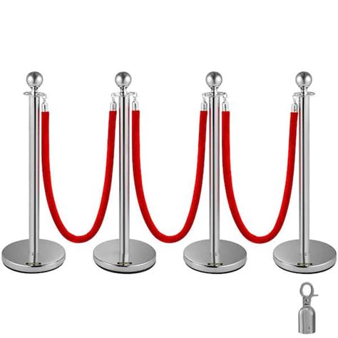 Reviews for VEVOR Velvet Rope Stanchion 4 Pack Red Velvet Rope Barriers ...