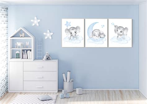 Nursery decor elephant, Nursery decor boy, nursery wall art elephant, baby room decor boy ...