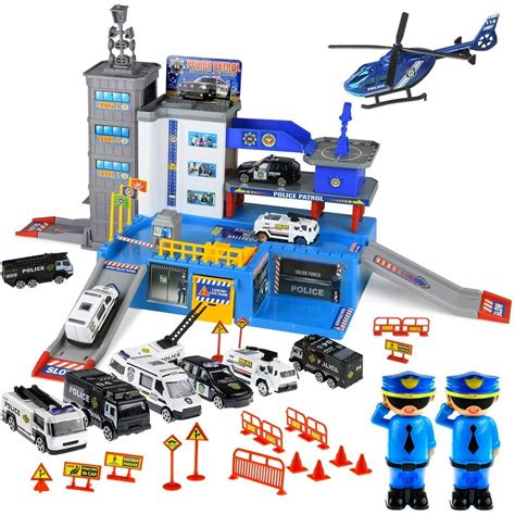 Police Car Toys for Boys - Matchbox Cars Playsets - Parking Lot Car Toys with Matchbox Track ...