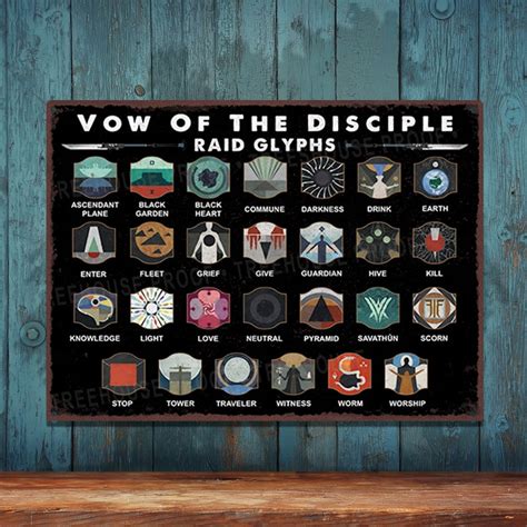 Vow of the Disciple Raid Glyphs Rustic Looking Metal Sign - Etsy