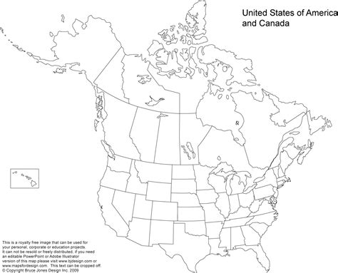 US and Canada Printable, Blank Maps, Royalty Free • Clip art • Download to Your Computer, JPG ...