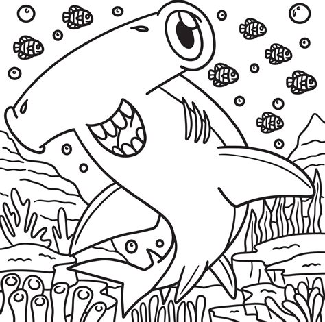 Hammerhead Shark Coloring Page for Kids 10789028 Vector Art at Vecteezy