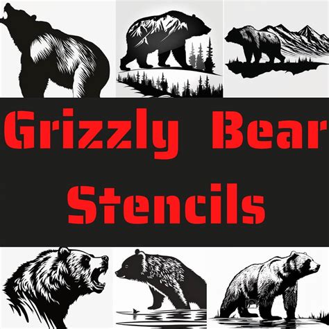 Printable Grizzly Bear Stencils and Silhouettes - Free Printable Stencils