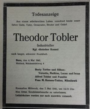 Theodor Ernst Tobler (1876-1941) | WikiTree FREE Family Tree