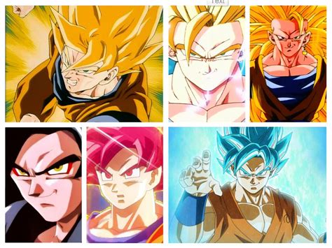 Dbz goku transformation ssj, ssj 2 , ssj3 , ssj 4 ssj God , ssgss Goku Transformations, Thrasher ...