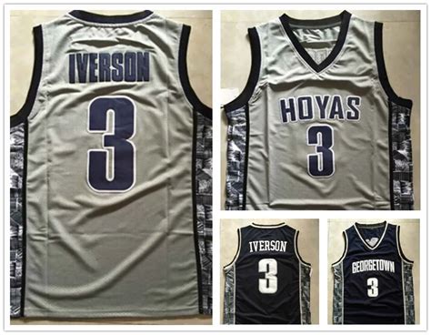 top quality #3 Allen Iverson Jersey NCAA Georgetown Hoyas jersey 100% ...