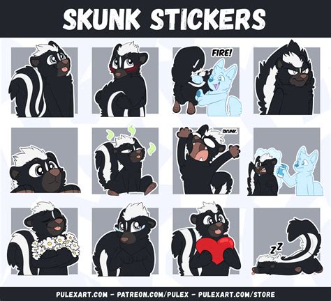 Recolorable Skunk Stickers!