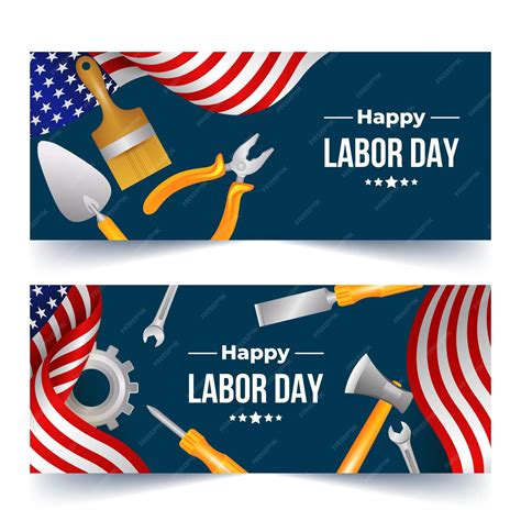 Free Vector | Realistic labor day horizontal banners set