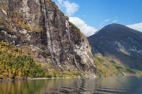 Seven Sisters Waterfall in Autumn Stock Photo - Image of norwegian ...