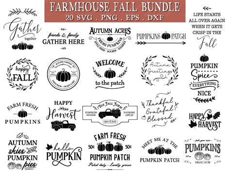 Farmhouse Fall SVG Bundle Rustic Fall Svg Pumpkin Svg Fall - Etsy UK