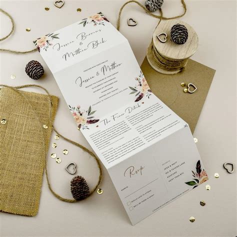 Multi Fold Invitation, Floral Wedding Invitation, All In One Wedding Invitations, Wedding Invite ...