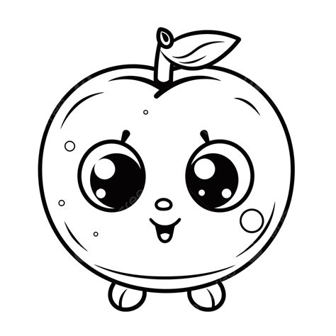 Cute Apple Coloring Page Outline Sketch Drawing Vector, Apple Drawing, Wing Drawing, Ring ...