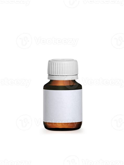 Brown medicine bottle with label, transparent background 25217752 PNG