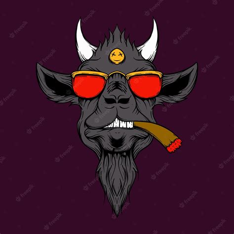 Premium Vector | Hand drawn smoking goat head