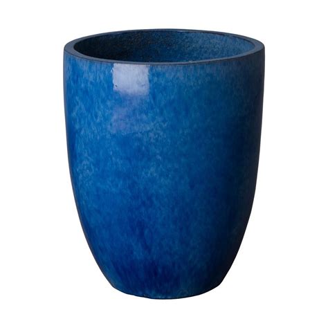 Emissary 19 in. Dia Tall Round Blue Ceramic Planter-0552BL-2 - The Home Depot | Ceramic planters ...