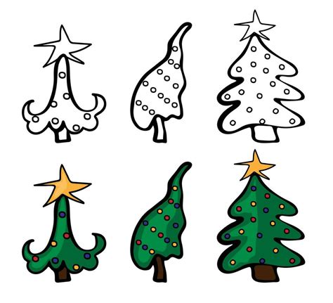 Set of Christmas tree in doodle style 23173710 Vector Art at Vecteezy