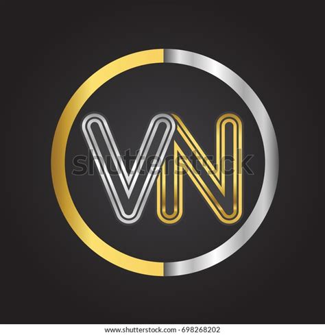 Vn Letter Logo Circle Gold Silver Stock Vector (Royalty Free) 698268202