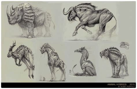 Easy Hybrid Animals Drawings - Hyena wild animal line art drawing ...