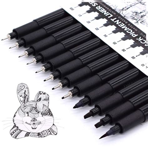 TWOHANDS Set of 12 Micro Pens,Art Pens,Fineliner Ink Pens,Technical ...