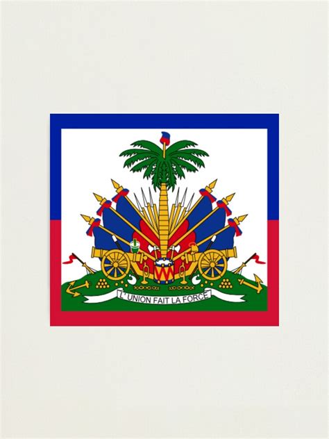 "Haiti Haitian Flag Coat of Arms Red" Photographic Print for Sale by ShajenDesigns | Redbubble