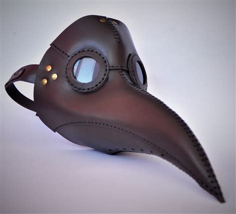 Handmade Leather Plague Doctor Mask in Brown Color