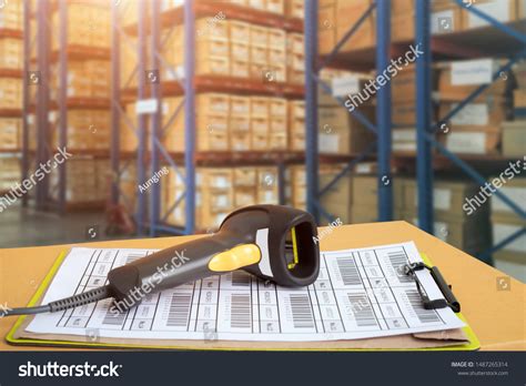 Barcode Scanner Front Modern Warehouse Scanning Stock Photo 1487265314 ...