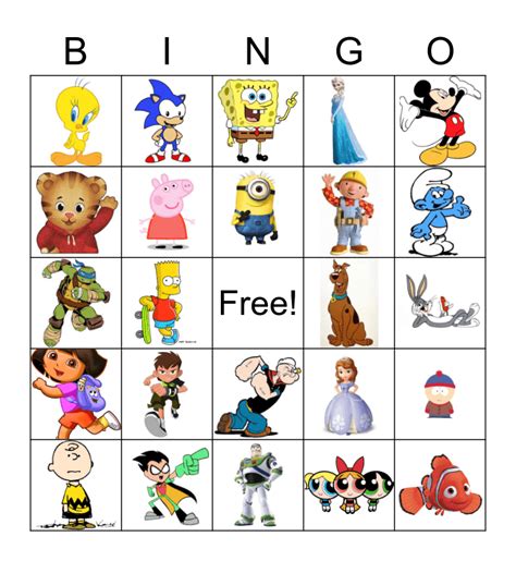 Cartoon Bingo Card