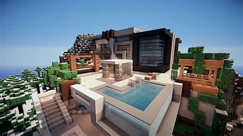 a modern house with a pool in the middle