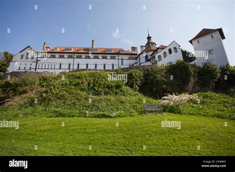 Caldey Abbey on Caldey Island, monastery sunny day blue sky . Pembrokeshire Wales, 117642 Caldey ...