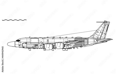 Fototapeta Boeing RC-135W Rivet Joint. Vector drawing of reconnaissance ...