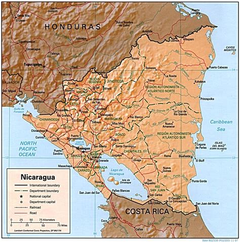 Nicaragua Shaded Relief Map