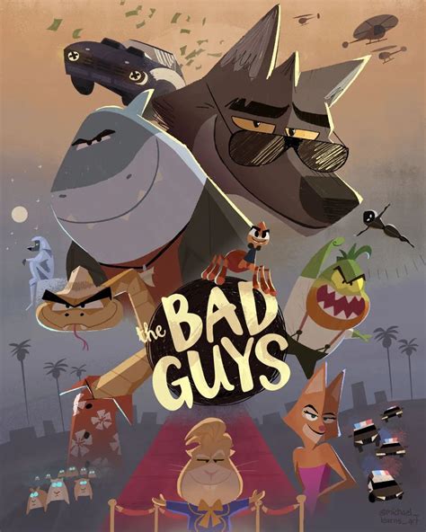 the bad guys movie poster with cartoon characters