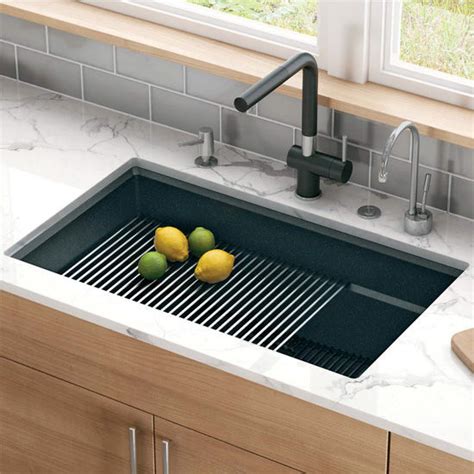 Peak Large Single Bowl Undermount Kitchen Sink, Made of Granite ...