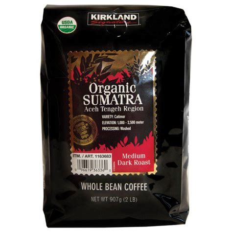 Kirkland Signature Organic Sumatran Whole Bean Coffee, 2 Lb - Costco Food Database