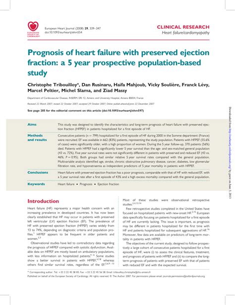 (PDF) Prognosis of heart failure with preserved ejection fraction: A 5 ...