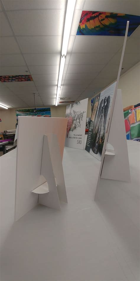 Sticky backed easel stands attached to foam core signs. | Foam board ...