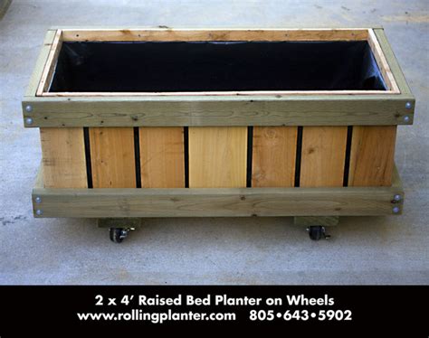 2 x 4' Raised Bed Planter on Wheels