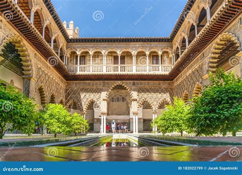 Moorish Architecture Of Beautiful Castle Called Real Alcazar In Seville, Spain Editorial Image ...