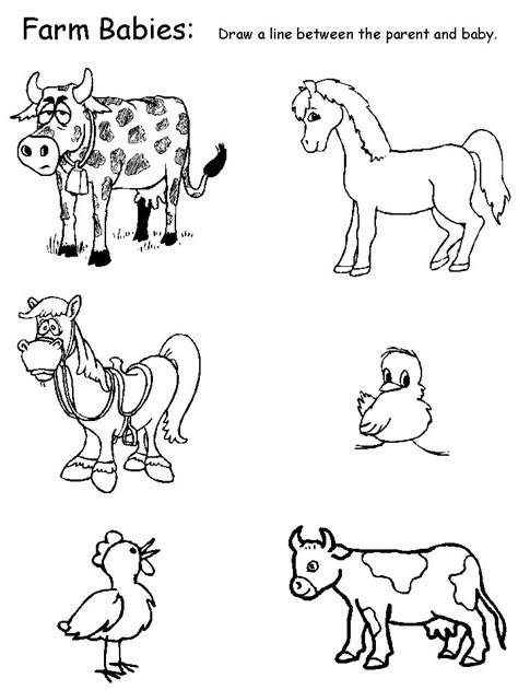 Animals – farm babies (matching worksheet) | Crafts and Worksheets for ...