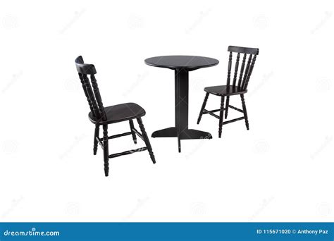 Wooden Black Modern Table with Chairs on White Background. Stock Photo ...