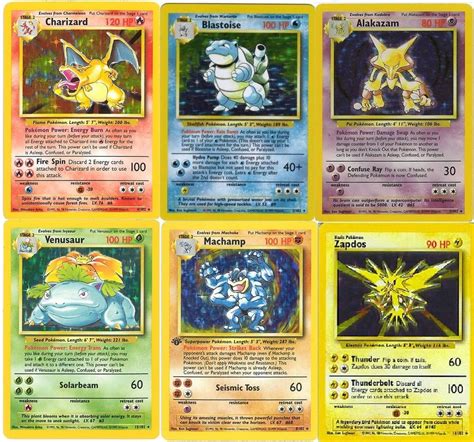 Rare Holo shiny base set pokemon cards All 16 Available | Old pokemon ...