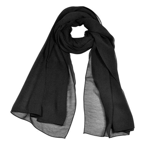 Black Lightweight Soft Sheer Chiffon Scarf Long Rectangle Womens Head Wrap Shawl - Walmart.com ...