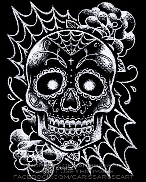 Black and White Sugar Skull Tattoo Flash by misscarissarose on DeviantArt