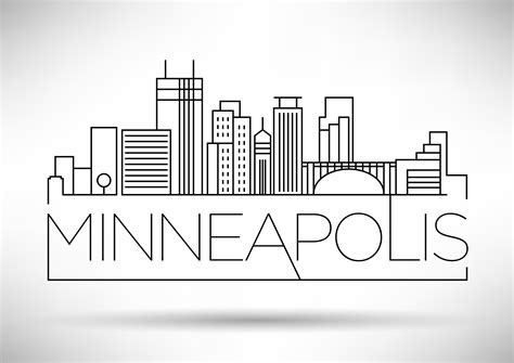 40 - Linear Style USA Cities | Skyline drawing, Minneapolis skyline ...