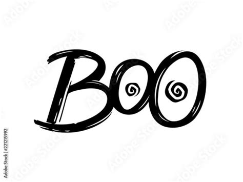 Boo text logo concept. Hand drawn lettering for Halloween print design. Vector illustration ...