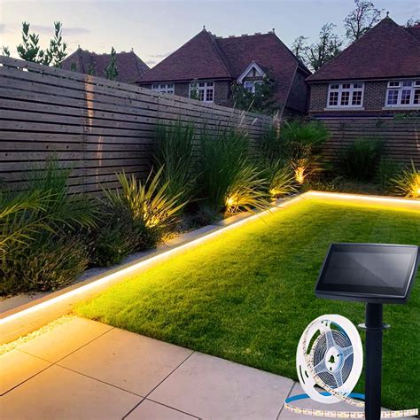Solar Powered Strip Lights Outdoor Waterproof, 16.4Ft 150 LED Strip Lights with Remote, Timer, 8 ...
