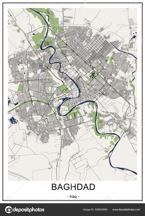 伊拉克巴格达市地图 图库矢量图©tish11 309923664