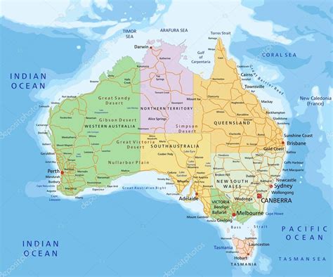 Australische politische Landkarte - Vektorgrafik: lizenzfreie Grafiken ...