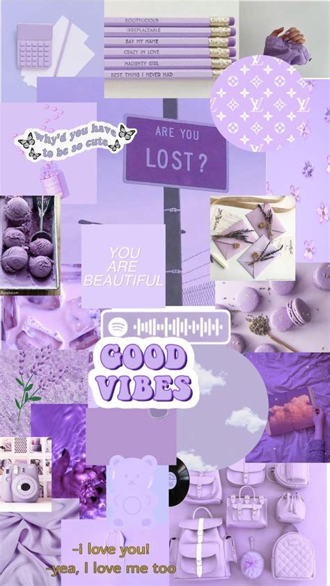 Pastel purple aesthetic collage wallpaper | Light purple wallpaper ...