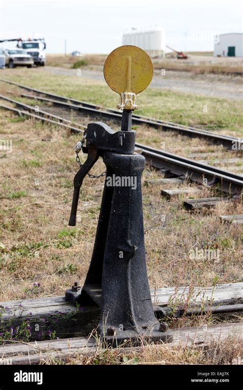 railroad points switch signal in a train yard Saskatchewan Canada Stock Photo, Royalty Free ...